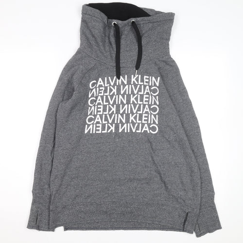 Calvin Klein Men’s Grey Pullover Hoodie L High Neck Performance Logo