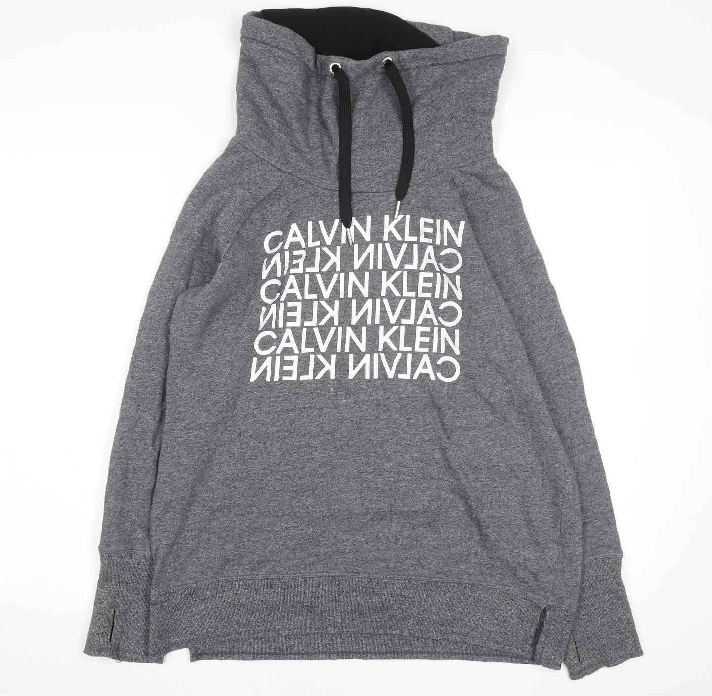 Calvin Klein Men’s Grey Pullover Hoodie L High Neck Performance Logo