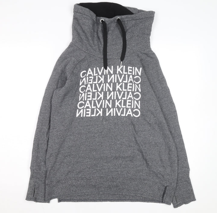 Calvin Klein Men’s Grey Pullover Hoodie L High Neck Performance Logo