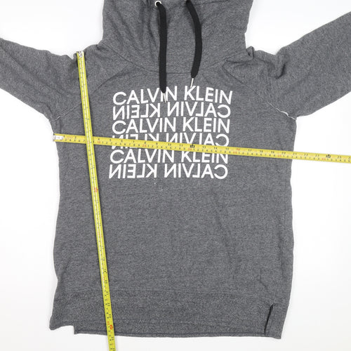 Calvin Klein Men’s Grey Pullover Hoodie L High Neck Performance Logo