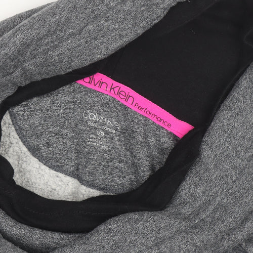 Calvin Klein Men’s Grey Pullover Hoodie L High Neck Performance Logo