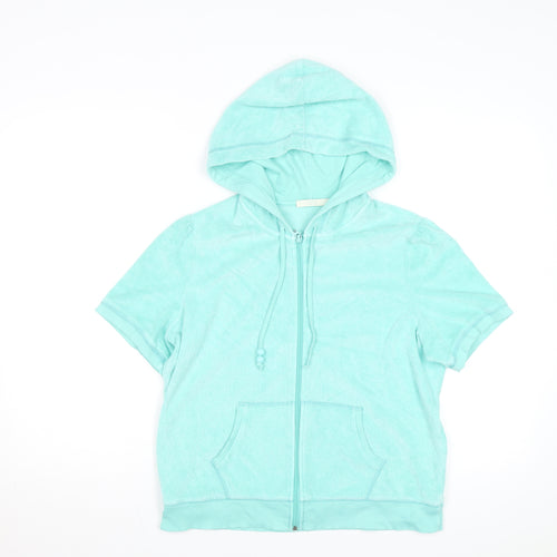 Marks and Spencer Women’s Blue Short Sleeve Full Zip Hoodie UK 12
