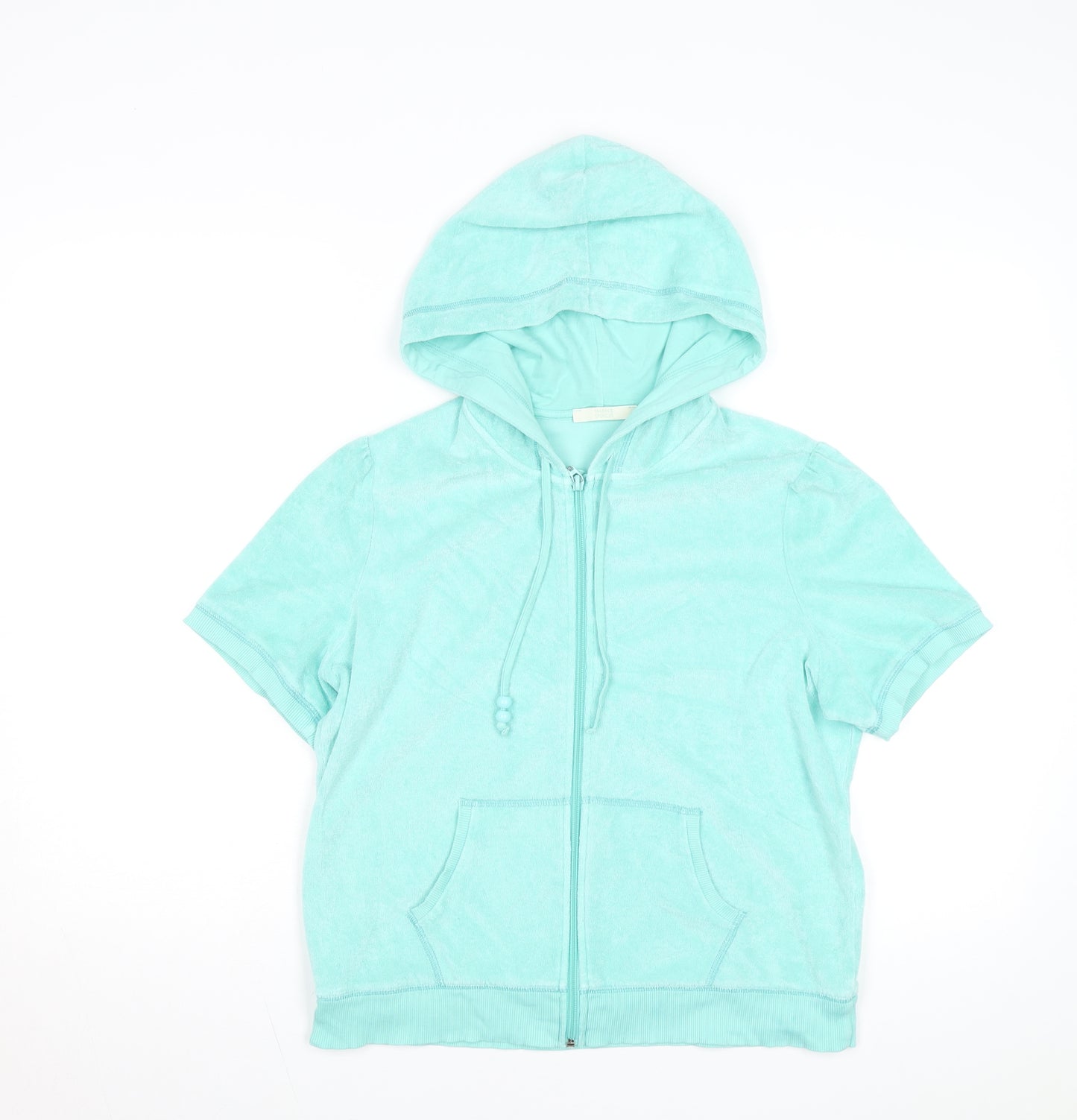 Marks and Spencer Women’s Blue Short Sleeve Full Zip Hoodie UK 12