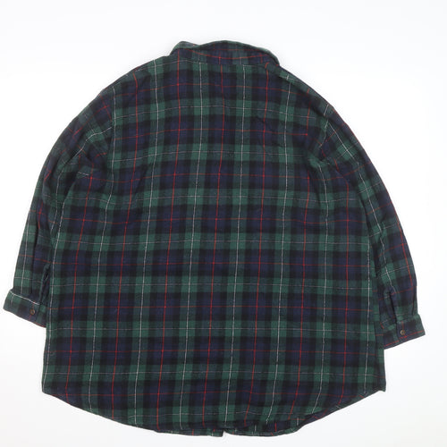Boohoo Womens Green Check Flannel Button-Up Shirt Size 14