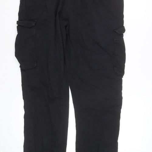 Easy Mens Black Slim Fit Cargo Trousers 34L Cotton Casual