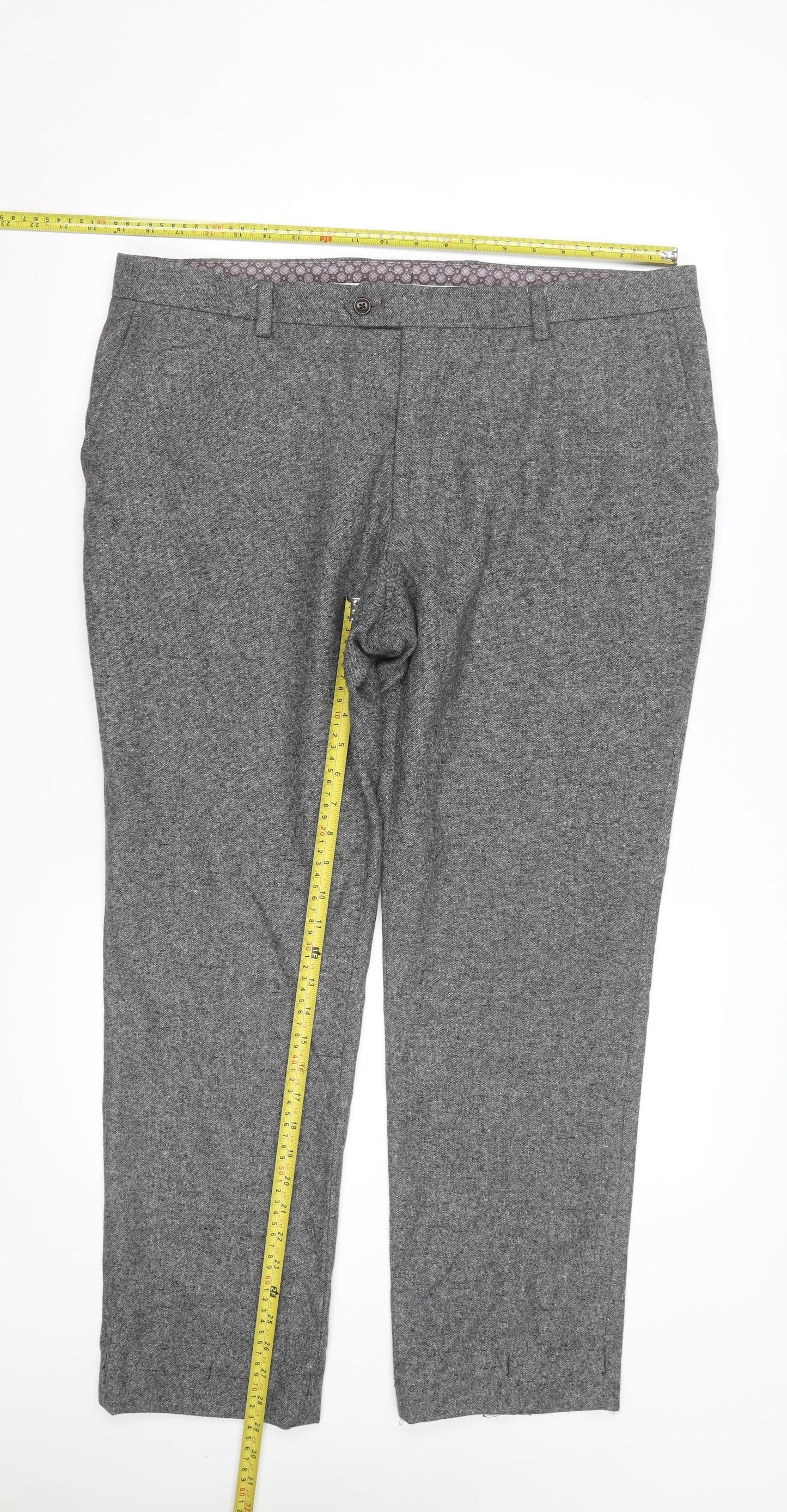 Next Men’s Grey Regular Fit Dress Pants Trousers 36R
