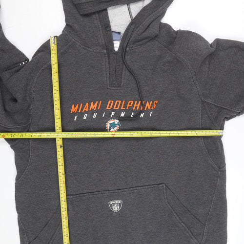 Reebok Men’s Grey Miami Dolphins Pullover Hoodie Size L Sports NFL