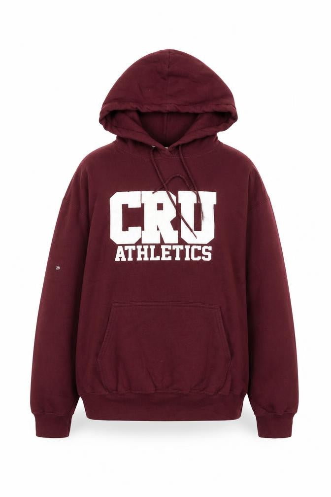Front view of ATC Men’s Burgundy CRU Athletics Pullover Hoodie, size M