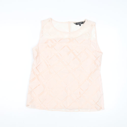 Principles by Ben de Lisi Women's Beige Sleeveless Geometric Blouse Size 16