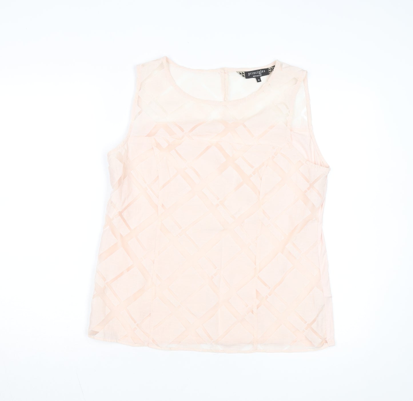 Principles by Ben de Lisi Women's Beige Sleeveless Geometric Blouse Size 16