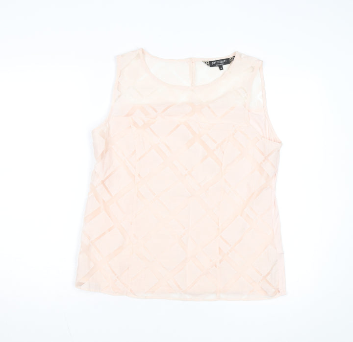 Principles by Ben de Lisi Women's Beige Sleeveless Geometric Blouse Size 16
