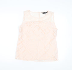 Principles by Ben de Lisi Women's Beige Sleeveless Geometric Blouse Size 16