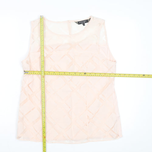 Principles by Ben de Lisi Women's Beige Sleeveless Geometric Blouse Size 16