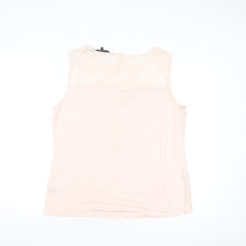 Principles by Ben de Lisi Women's Beige Sleeveless Geometric Blouse Size 16