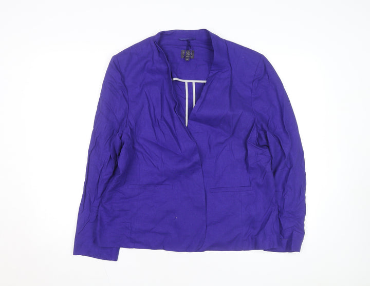 Marks and Spencer Women's Purple Linen Blend Shawl Blazer Size 20