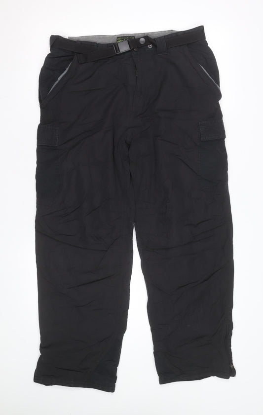 Marks and Spencer Men's Black Cargo Trousers 34W 31L Belted Lightweight