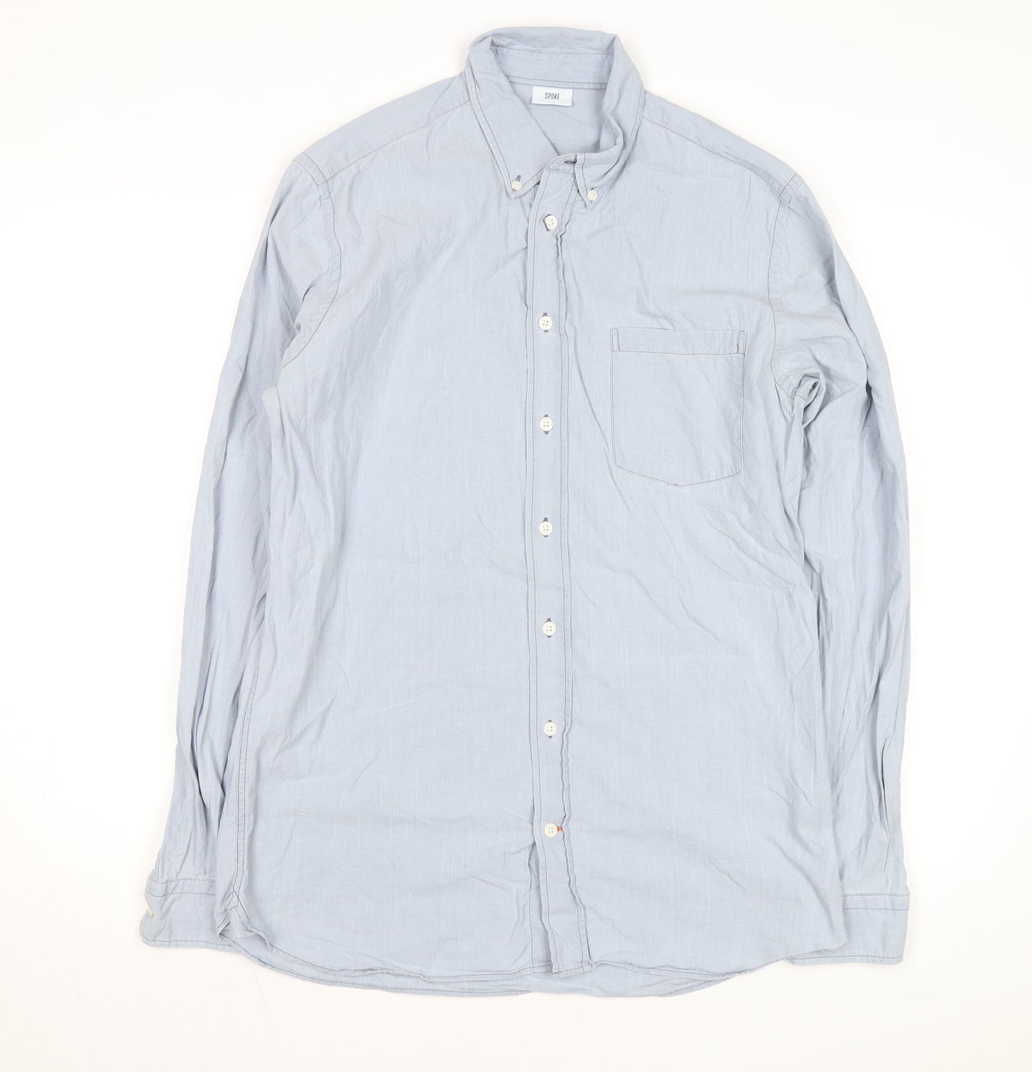 Spoke Men's Blue Slim Fit Long Sleeve Cotton Button-Up Shirt