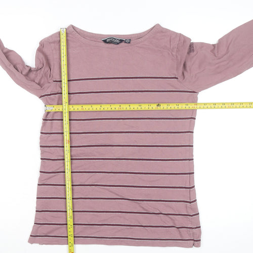 Regatta Women Pink Striped Long Sleeve Cotton Top UK 10