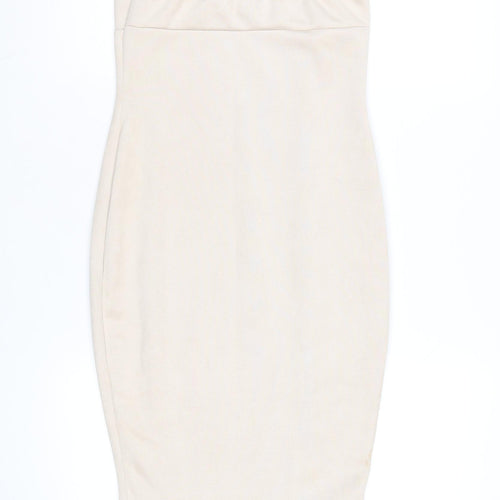 In The Style Women Beige Bodycon Knee Length Dress Size 8