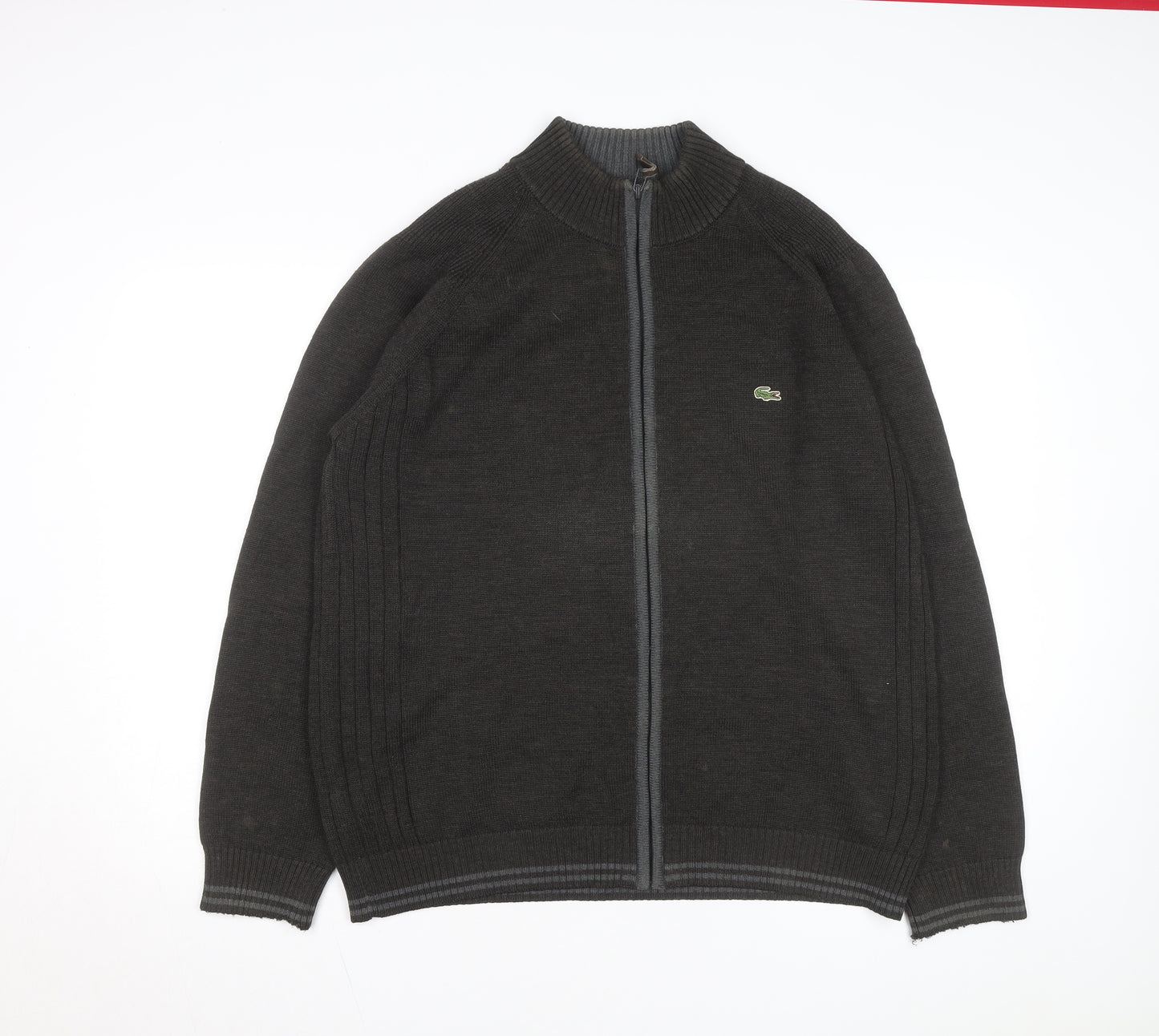 Lacoste Men’s Black Wool Full Zip High Neck Jumper 2XL