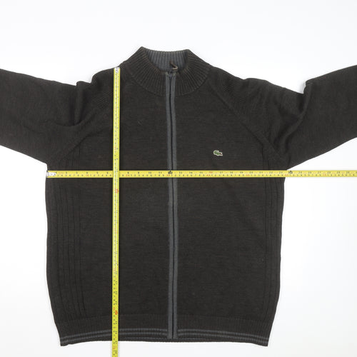 Lacoste Men’s Black Wool Full Zip High Neck Jumper 2XL