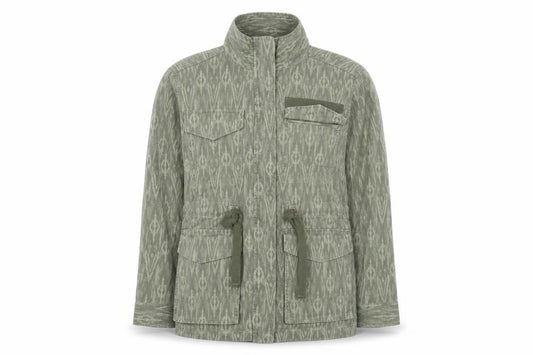 Front view of Marks & Spencer Women’s Green Military Jacket, size UK 12, Cotton Blend