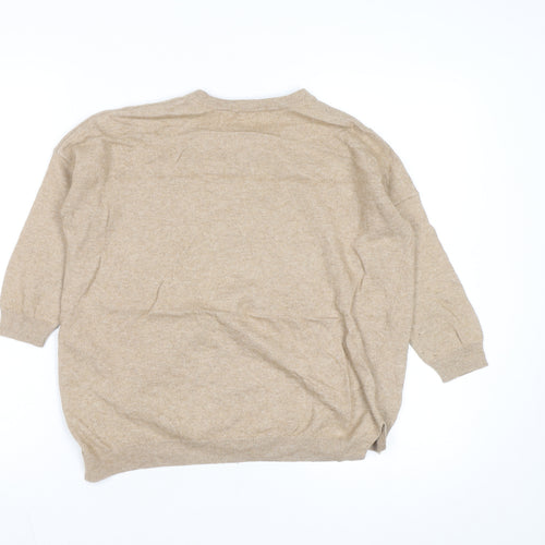Great Plains Women's Beige Wool Cashmere 3/4 Sleeve Knit Sweater XS