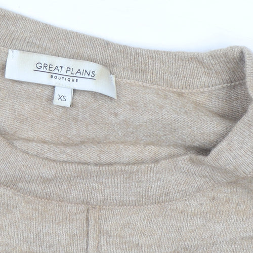Great Plains Women's Beige Wool Cashmere 3/4 Sleeve Knit Sweater XS