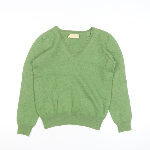 Toast Womens Green V-Neck Cashmere Jumper Size 10