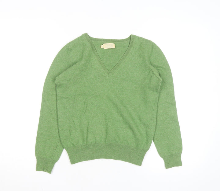 Toast Womens Green V-Neck Cashmere Jumper Size 10