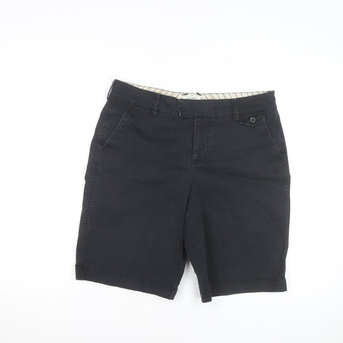 Dockers Womens Black Chino Shorts Size 12 Mid Rise Stretch Twill
