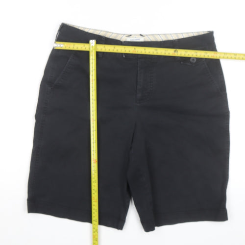 Dockers Womens Black Chino Shorts Size 12 Mid Rise Stretch Twill