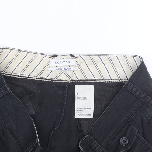 Dockers Womens Black Chino Shorts Size 12 Mid Rise Stretch Twill