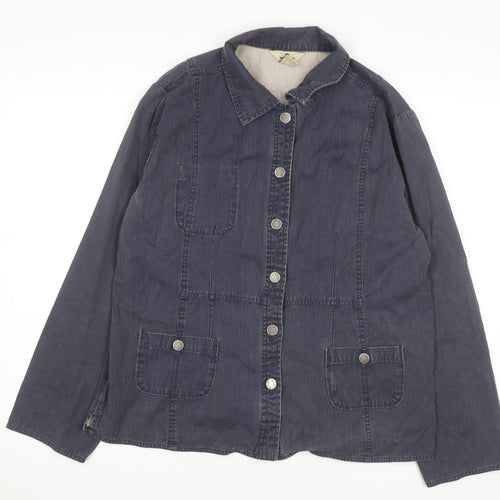 Woolrich Womens Blue Cotton Denim Button Jacket L Casual