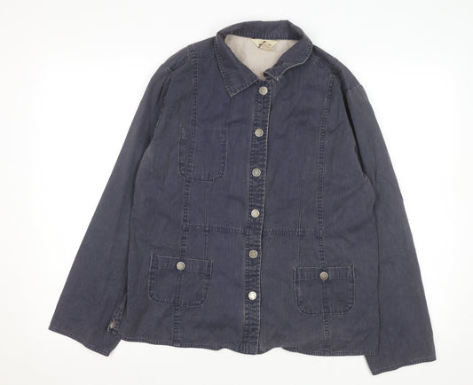 Woolrich Womens Blue Cotton Denim Button Jacket L Casual