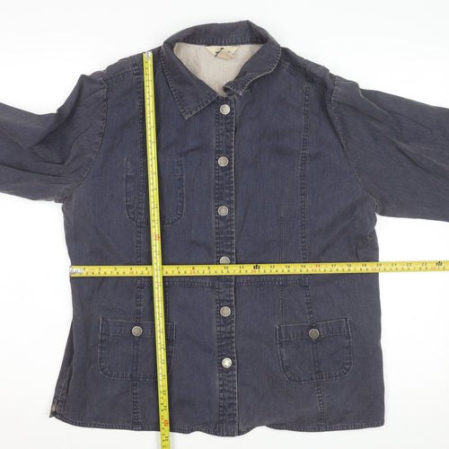 Woolrich Womens Blue Cotton Denim Button Jacket L Casual
