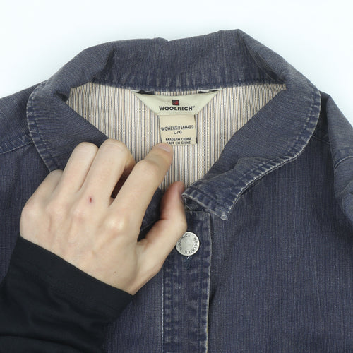 Woolrich Womens Blue Cotton Denim Button Jacket L Casual