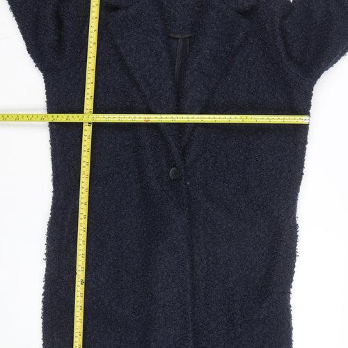 Tu Women Blue Boucle Mid-Length Overcoat Size 8