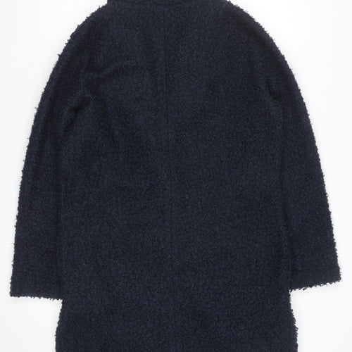 Tu Women Blue Boucle Mid-Length Overcoat Size 8