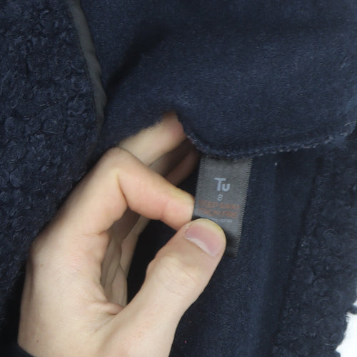 Tu Women Blue Boucle Mid-Length Overcoat Size 8