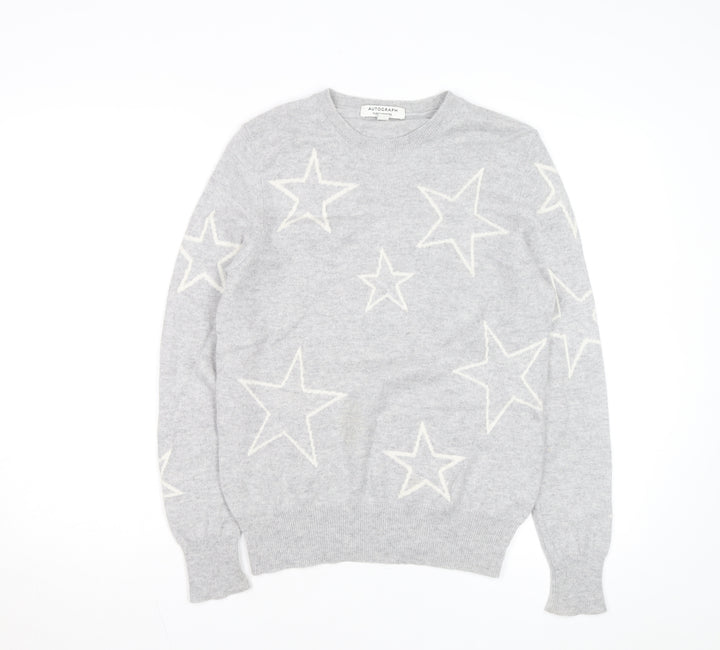 Marks and Spencer Autograph Grey Cashmere Star Jumper Womens Size 10