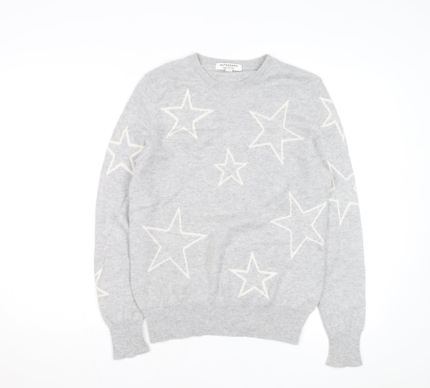 Marks and Spencer Autograph Grey Cashmere Star Jumper Womens Size 10