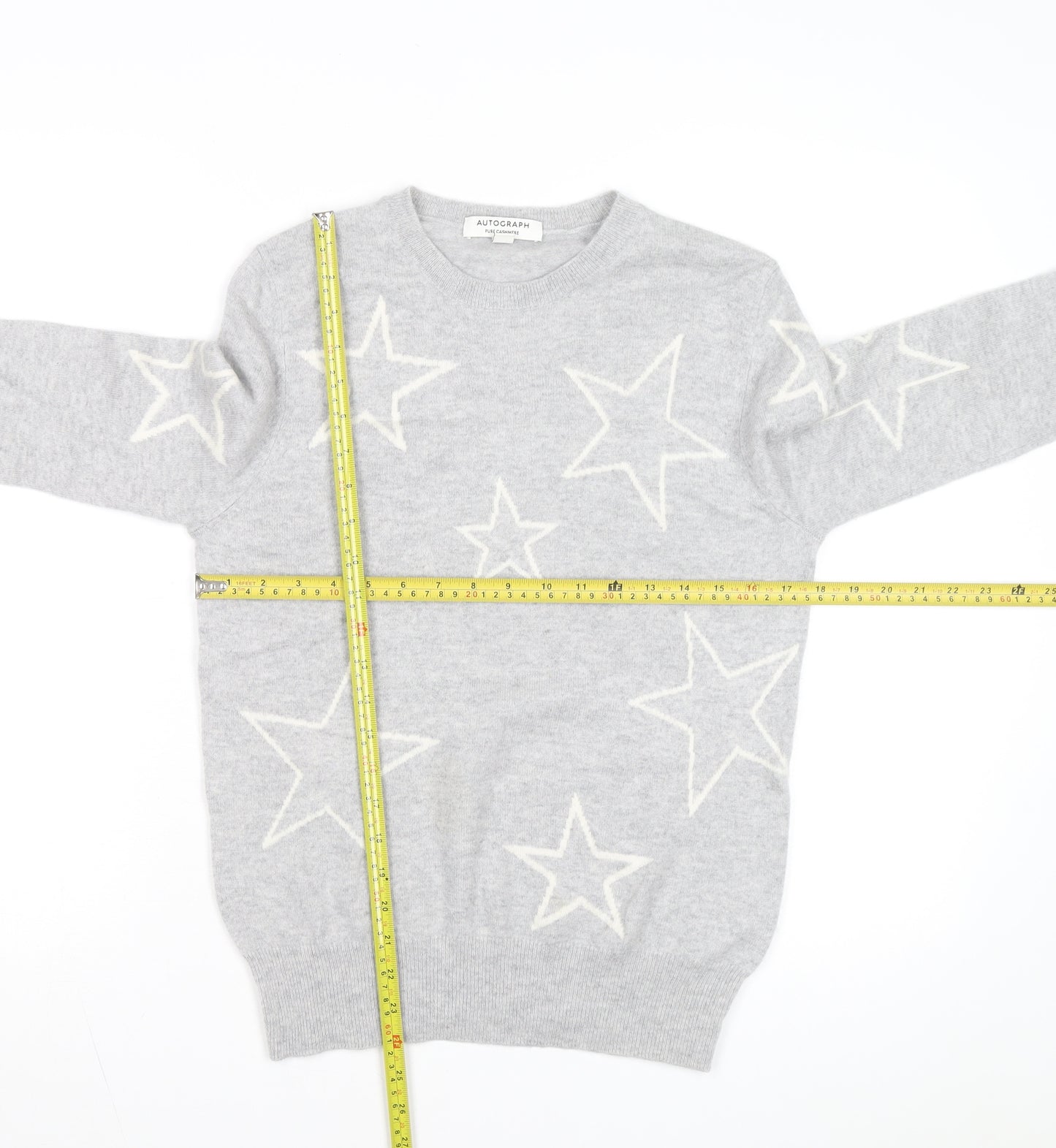 Marks and Spencer Autograph Grey Cashmere Star Jumper Womens Size 10