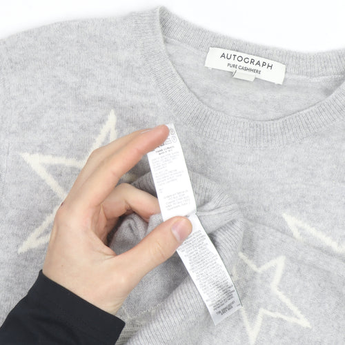 Marks and Spencer Autograph Grey Cashmere Star Jumper Womens Size 10
