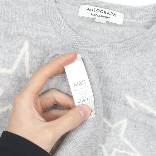 Marks and Spencer Autograph Grey Cashmere Star Jumper Womens Size 10