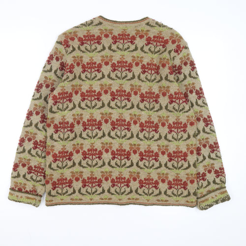 Talbots Women’s Beige Floral Wool Blend Button Cardigan Size M