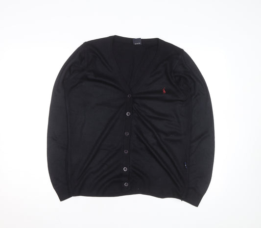 Ralph Lauren Men's Black Cotton V-Neck Cardigan M