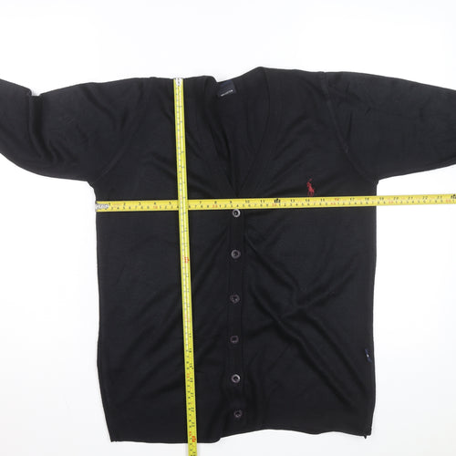 Ralph Lauren Men's Black Cotton V-Neck Cardigan M