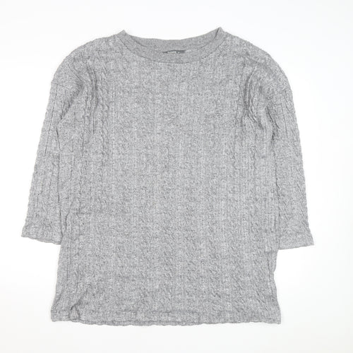 Nutmeg Women Grey Cable-Knit Pullover Jumper Size 16