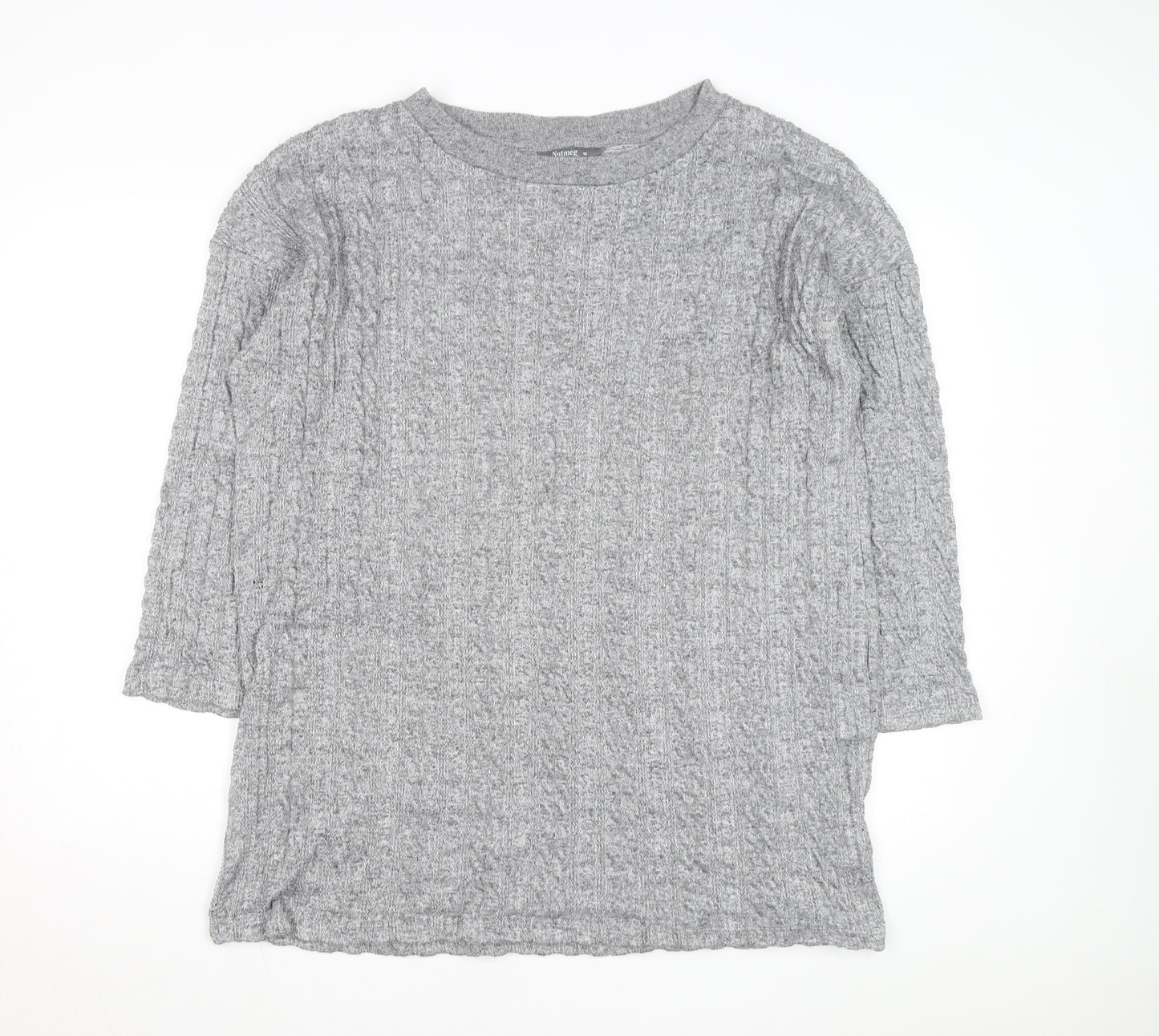 Nutmeg Women Grey Cable-Knit Pullover Jumper Size 16